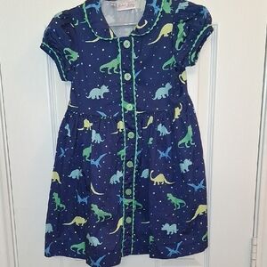 Rachel Riley Dinosaur Print Button-Up Dress 4Y
